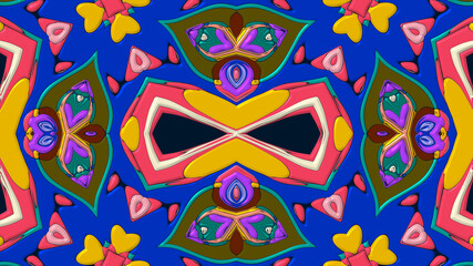Abstract colorful psychedelic mandala kaleidoscope background pattern for a summer music festival