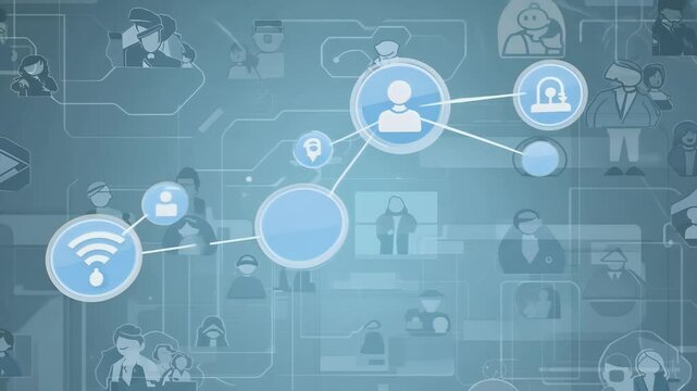 visual representation selecting individual person icon diverse group various icons network highlighting one ascend become surrounded networking people social computing connection