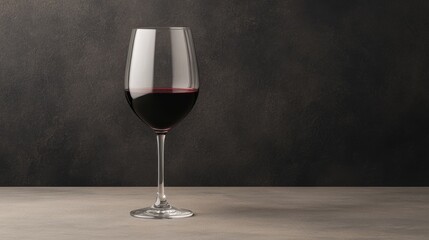 Elegant Crystal Glass with Red Wine on Dark Surface