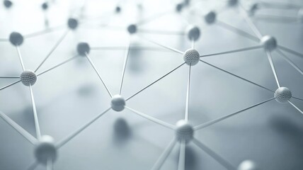 Abstract interconnected network of nodes and lines on grey background