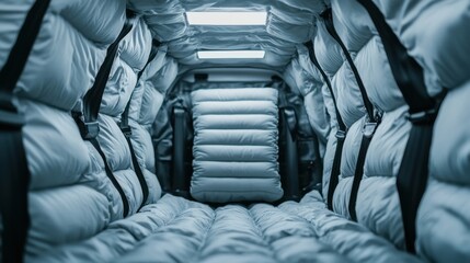 Fototapeta premium Interior View of Deployed Airbags in Vehicle