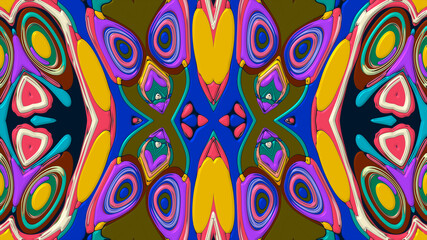 Abstract colorful psychedelic mandala kaleidoscope background pattern for a summer music festival