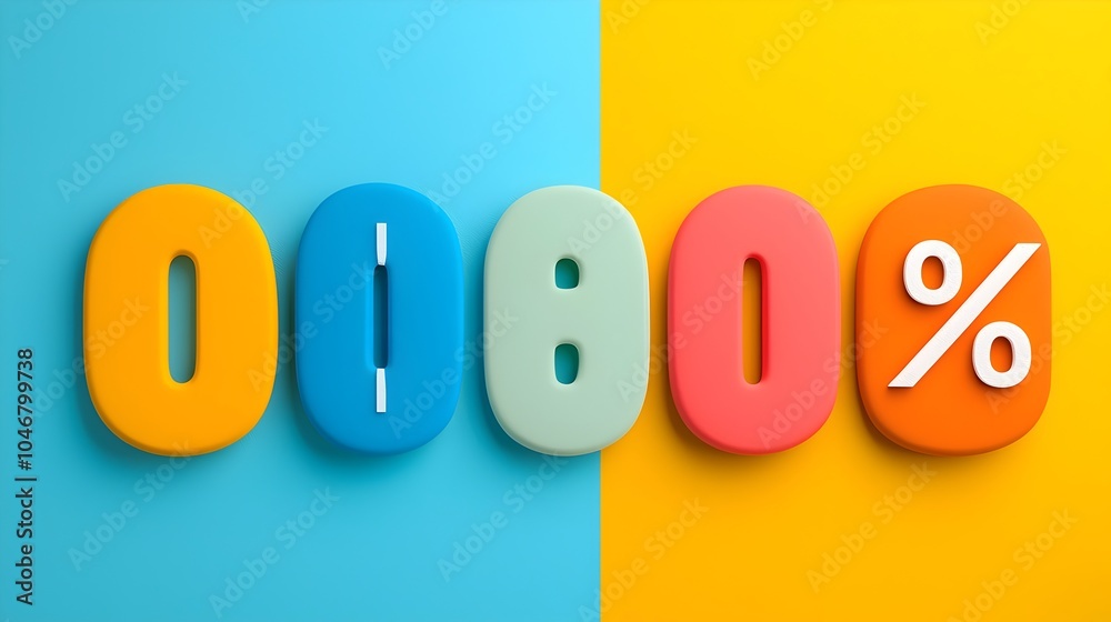 Poster close up of a crisp and clean percentage sign or symbol rendered against a solid and vibrant colored