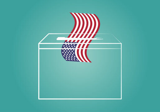 Elecciones en EEUU. Urna con la bandera de EEUU a modo de papeleta