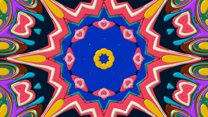 Abstract colorful psychedelic mandala kaleidoscope background pattern for a summer music festival