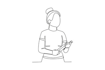 Continuous one line drawing of Female teacher who is teaching in class holding a book, Teacher_s day