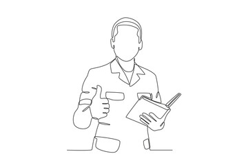 Continuous one line drawing of Male teacher teaching in class holding book, Teacher_s day
