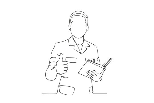 Continuous one line drawing of Male teacher teaching in class holding book, Teacher_s day
 - Powered by Adobe