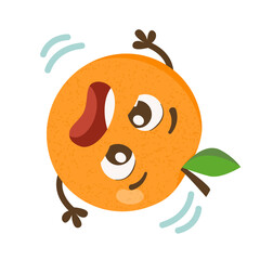 Playful Cartoon Orange Character Rolling