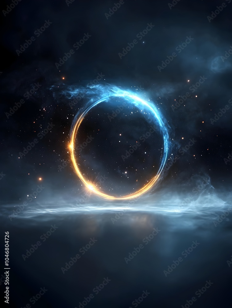 Poster Mesmerizing cosmic sphere pulsing with vibrant energy waves set against a backdrop of glowing nebula and shimmering stars capturing an ethereal and dynamic celestial scene