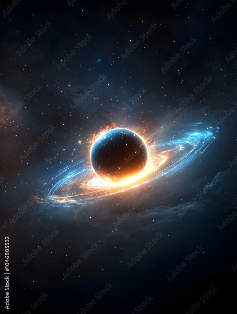 Aufkleber captivating image of a glowing cosmic orb surrounded by swirling radiant energy set against a vibran