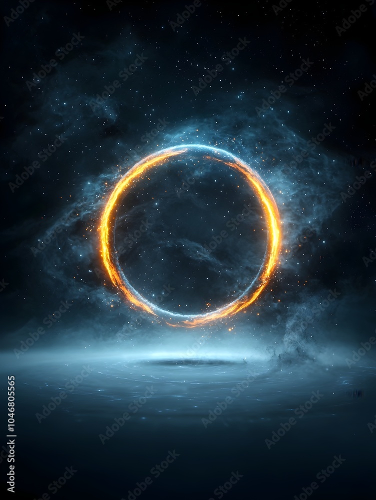 Aufkleber mesmerizing cosmic orb radiating intense energy enveloped in swirling galactic forces set against a 