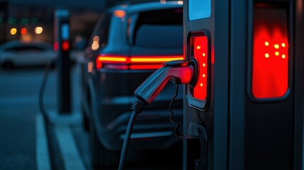 Fototapeta premium Fast Charging Electric SUV at a Modern Charging Station