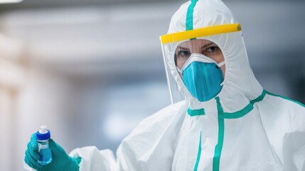 Medical Staff Disinfecting Equipment and Surfaces