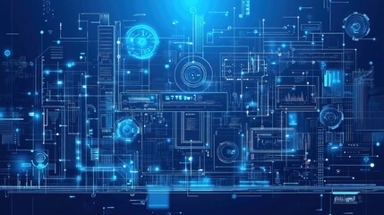 A blueprint illustration of a growing tech company