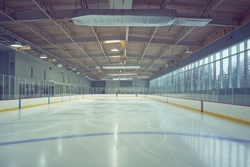 Brisk winter day at a suburban sports complex with a youth hockey game.