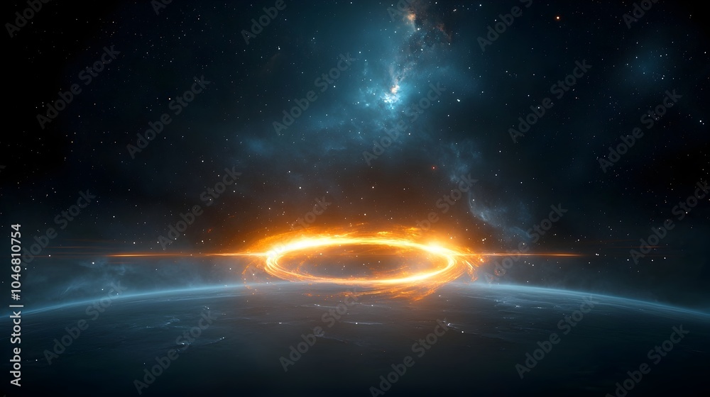 Aufkleber swirling cosmic orb glows intensely its energy tendrils pulsing within a vast vibrant nebula of colo
