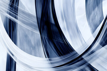 Obraz premium Abstract design featuring flowing lines in shades of blue and white. Black and white background images -