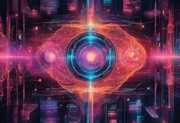 Abstract illustrations and concepts showcasing the development of the digital world, the latest technologies and artificial intelligence