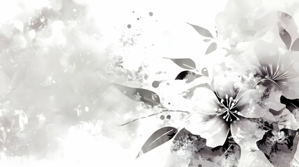 A monochromatic floral design featuring soft petals and leaves, ideal for backgrounds or decor. Black and white background images -