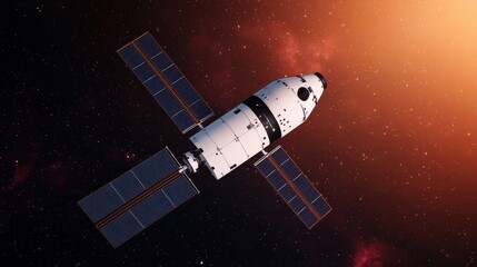 Fototapeta premium Spacecraft Docking with Space Station in Orbit