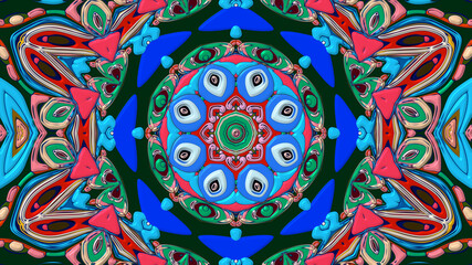 Abstract colorful psychedelic mandala kaleidoscope background pattern for a summer music festival