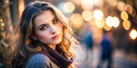 Obraz premium young beautiful woman with long curly hair
