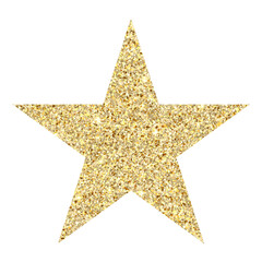 Gold glitter star vector. Gold Christmas star on white background. EPS 10