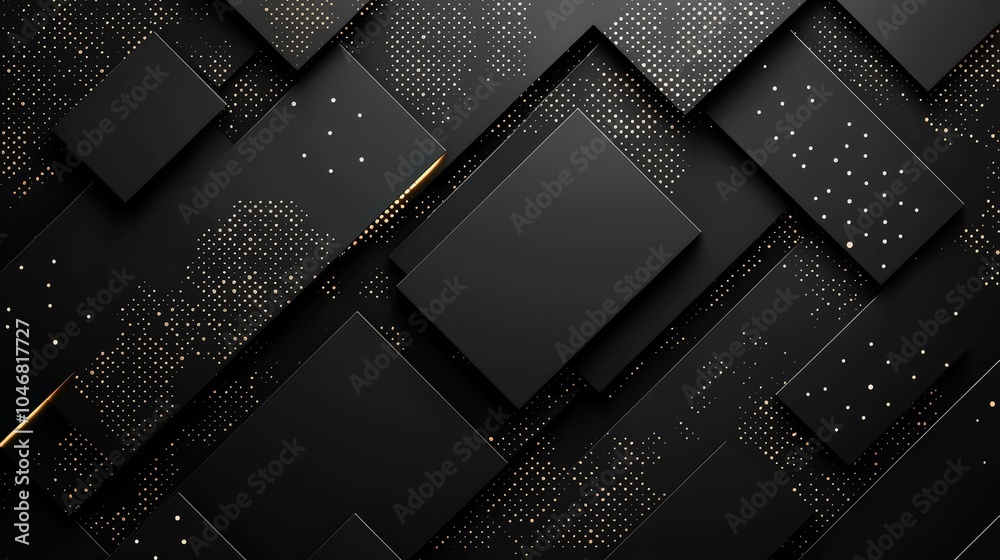 Poster a modern black background adorned with simple design elements, such as dots and lines, creating a mi