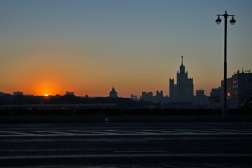 Early morning on the streets of Moscow.