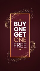 Festive Buy One Get One Free Sale Banner Sparkling Background Holiday Promotions - Eye-Catching Marketing Graphic Retail Advertising