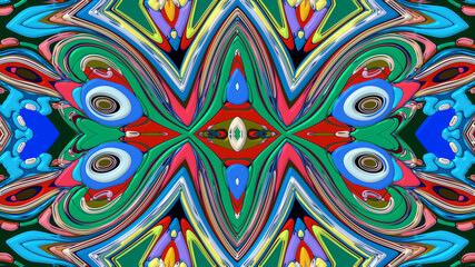 Abstract colorful psychedelic mandala kaleidoscope background pattern for a summer music festival