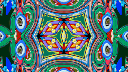 Abstract colorful psychedelic mandala kaleidoscope background pattern for a summer music festival
