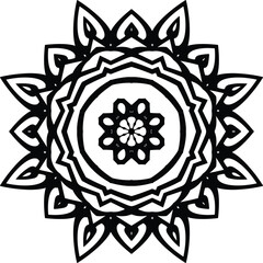 Mandala Line Art Easy Circular Pattern in Form of Mandala With Flower for Henna, Mehndi, Tattoo, Decoration Decorative Ornament in Ethnic Oriental Style.