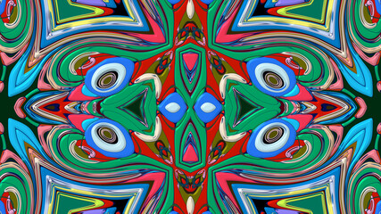 Abstract colorful psychedelic mandala kaleidoscope background pattern for a summer music festival