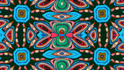 Abstract colorful psychedelic mandala kaleidoscope background pattern for a summer music festival
