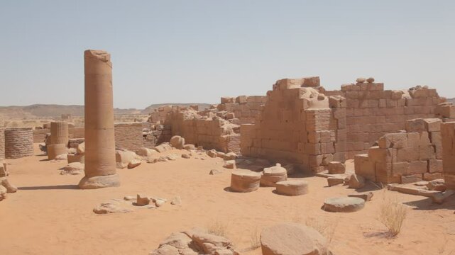 Sudan, Nubia, Naga, amun temple columns