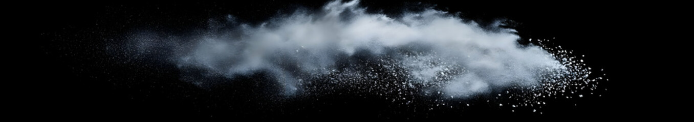 A cloud of powdery substance against a black background, suggesting motion or dispersion. Black and white background images -
