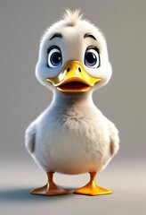 Adorable cartoon duckling with big eyes.