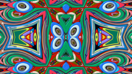 Abstract colorful psychedelic mandala kaleidoscope background pattern for a summer music festival