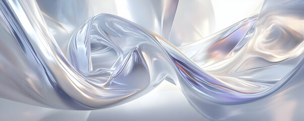 A smooth, flowing abstract design with translucent, reflective surfaces and soft curves. Black and white background images -