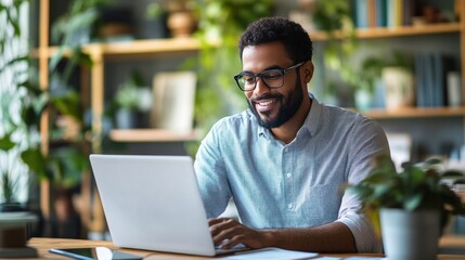 A remote work business strategist advising on remote team collaboration technologies, working from a virtual office