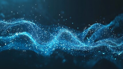 Abstract blue background data technology glowing lines
