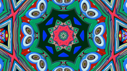 Abstract colorful psychedelic mandala kaleidoscope background pattern for a summer music festival