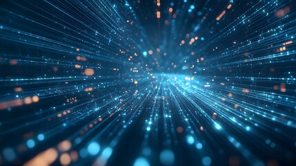 Abstract blue background data technology glowing lines