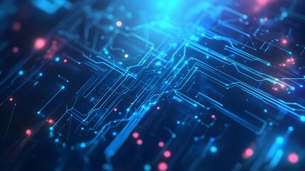 Obraz premium Abstract blue background data technology glowing lines