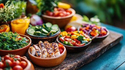 Fototapeta premium Vibrant Taco Spread with Fresh Fillings and Ingredients