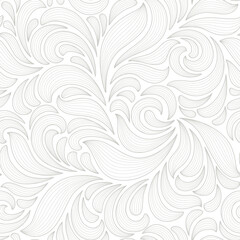 Fototapeta premium Grey foliage line art pattern vector collection. Hand made with line design pattern. Design for wall panel decor, cover background, wallpaper and banner.