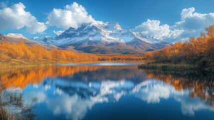 Majestic Mountain Reflection in Autumn Lake