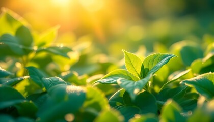 Fototapeta premium Close up a beautiful view of nature's green leaves on blurred greenery tree background with sunlight in the public garden park. Natural plant landscape, ecology wallpaper and backdrop